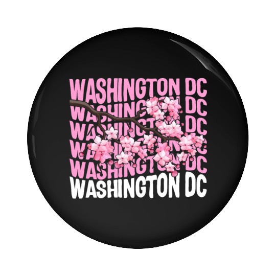 Washington DC Pin Buttons, Cherry Blossom Floral Pop