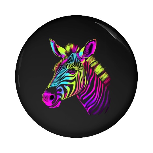 Zebra Neon Colors Portrait Pin Buttons
