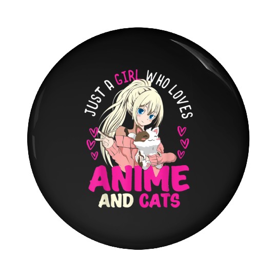 Anime Otaku Cats Japanese Anime Girl Kawaii Cat Pin Buttons