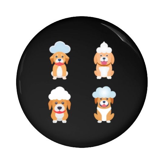 4 Dogs with Cloud - Unique for Dog Lovers Pin Buttons
