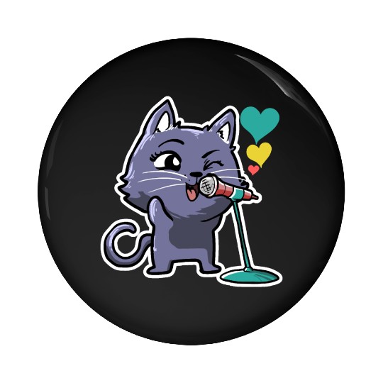 Cute Kawaii Cat Singing Song Singer Cat Lover Pin Buttons