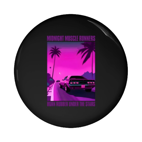 Vintage 80s Graphic Retrowave Muscle Car Racing Pin Buttons
