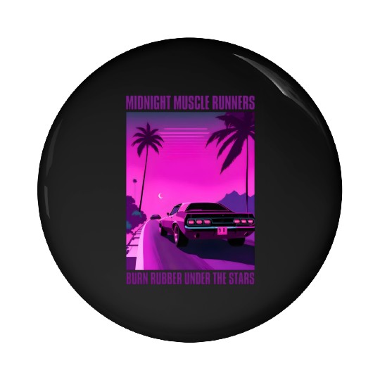 Vintage 80s Graphic Retrowave Muscle Car Racing Pin Buttons