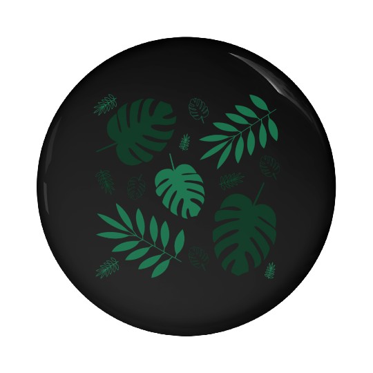 Green Palm Leaves And Tropical Green Monstera Pin Buttons