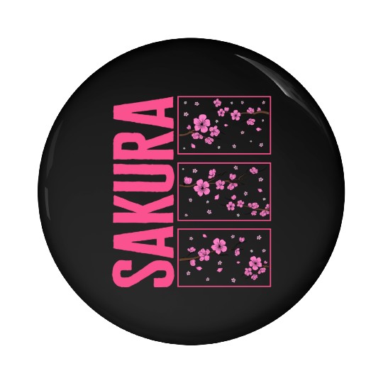 Cherry Blossom Pin Buttons, Sakura Kawaii Pop Culture