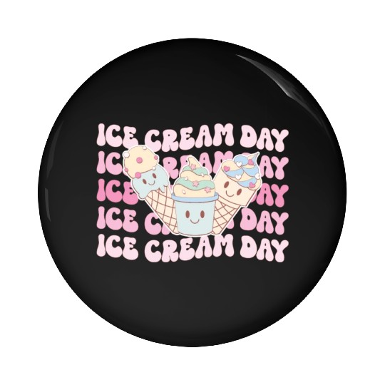 Ice Cream Day, Happy Summer Holiday Pin Buttons