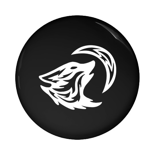 Tribal White Howling Wolf Tattoo 70s Pin Buttons