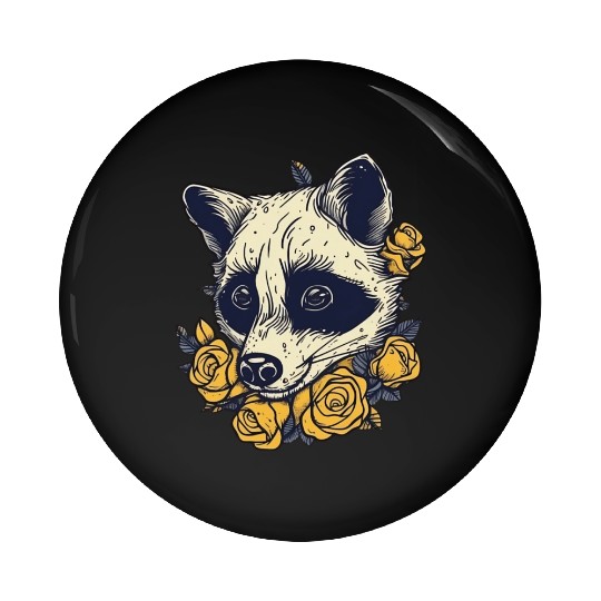 Yellow Flower Raccoon Pin Buttons