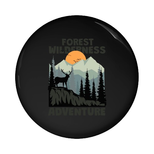 forest wilderness adventure deer mountain Pin Buttons