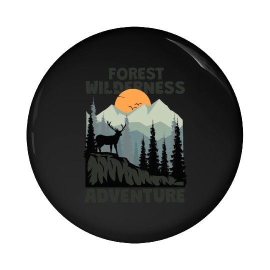 forest wilderness adventure deer mountain Pin Buttons