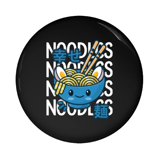 Kawaii Ramen Noodle Bowl Noodles Blue Pin Buttons