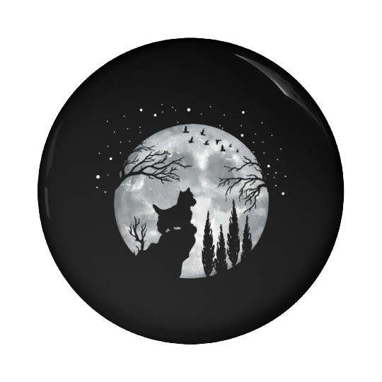 Yorkshire Terrier Full Moon At Night Pet Yorkshire Pin Buttons