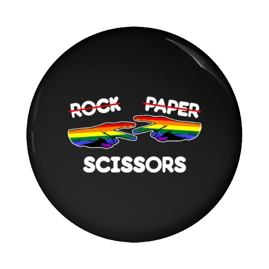 Rock Paper Scissors Funny Lesbian Pride LGBT Pun Pin Buttons