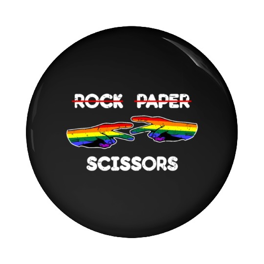 Rock Paper Scissors Funny Lesbian Pride LGBT Cool Pin Buttons