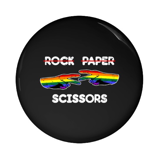 Rock Paper Scissors Funny Lesbian Pride LGBT Cool Pin Buttons