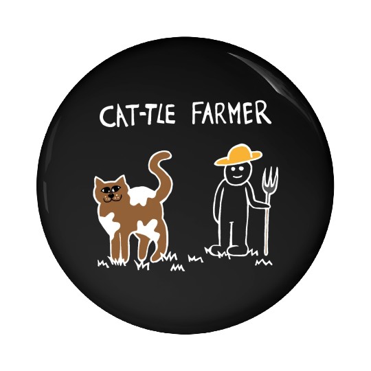 Cattle Cat Farmer (White) Pin Buttons