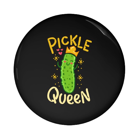Pickle Queen Vegan Funny Cucumber Vegetable Pin Buttons