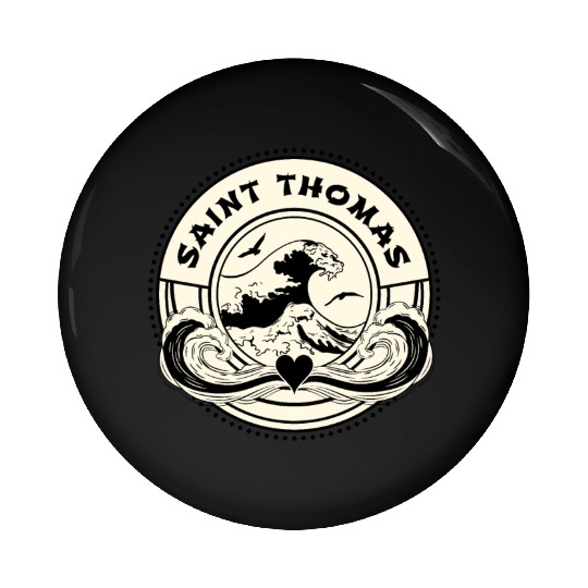 St Thomas Caribbean Sea Japanese Style Waves Pin Buttons