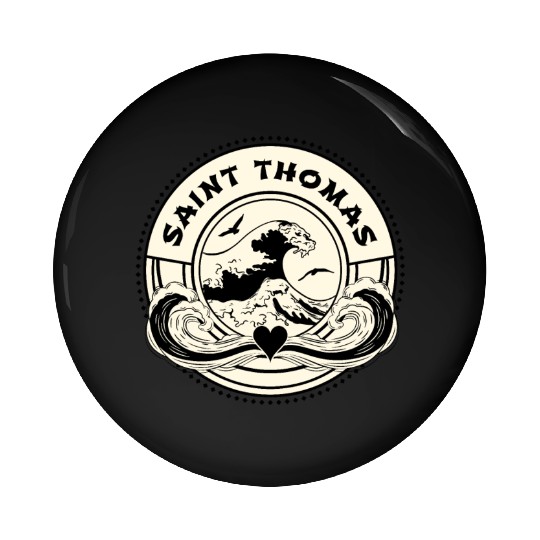 St Thomas Caribbean Sea Japanese Style Waves Pin Buttons