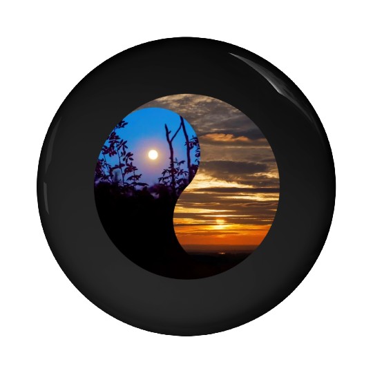 Yin and Yang of day and night in nature Pin Buttons