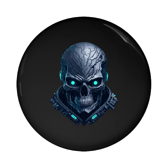 Dark cyberpunk Skull artwork Pin Buttons