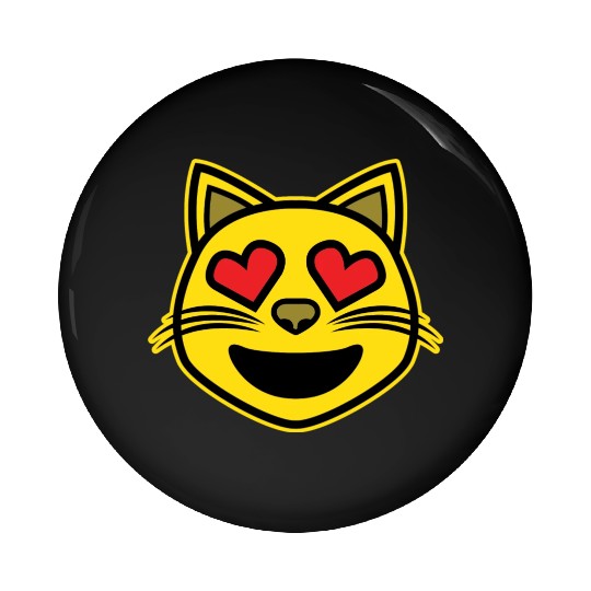 Heart Eyes Smiling Cat Face Funny Feline Lover Pin Buttons