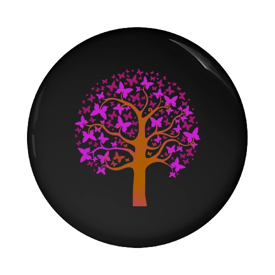 Purple Butterfly Nature Tree Pin Buttons