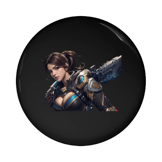 Sexy female gamer chick Pin Buttons