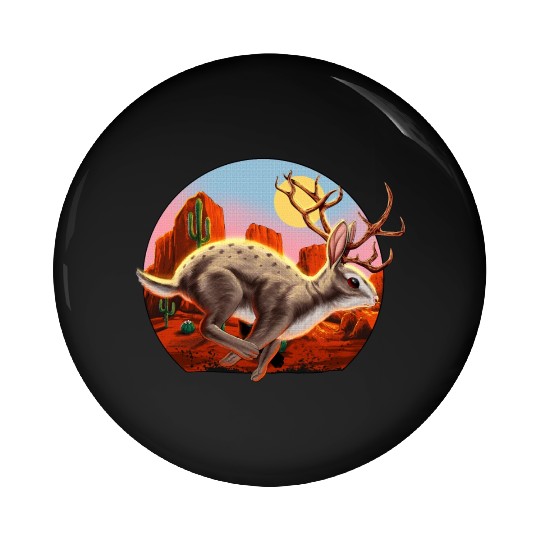 Jackalope Cryptid Rabbit Pin Buttons