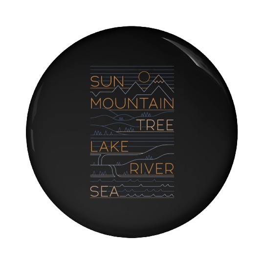 Sun Mountains Trees Lake Sea Love Pin Buttons