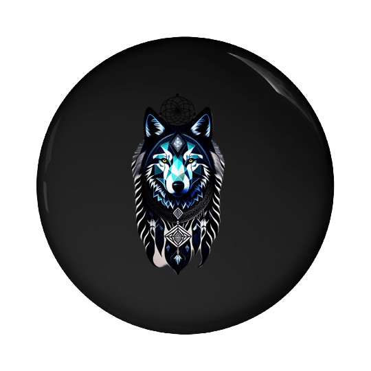 dream catcher geometric wolf Pin Buttons