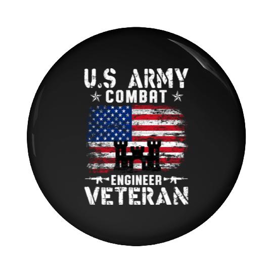 US Army Combat Engineer Veteran Pin Buttons