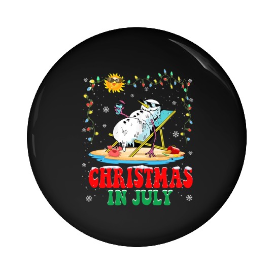 christmas in July snowball Xmas Summer Pin Buttons
