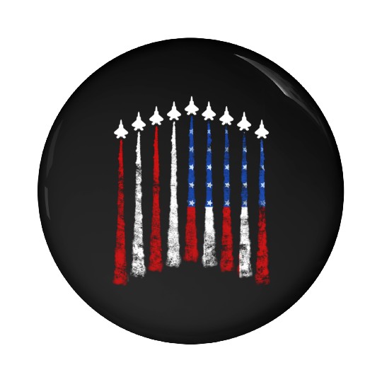 Fighter Air Plane Us Veterans Sky American Flag Pin Buttons