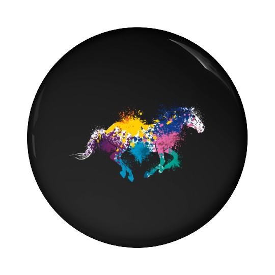 Colorful Splash Art Farm animals Horse Pin Buttons