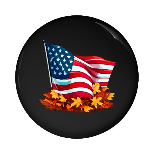 Autumn flag of the United States Pin Buttons