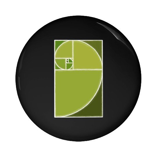 Olive Green Fibonacci Spiral Pin Buttons