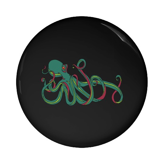 Green Octopus Pin Buttons