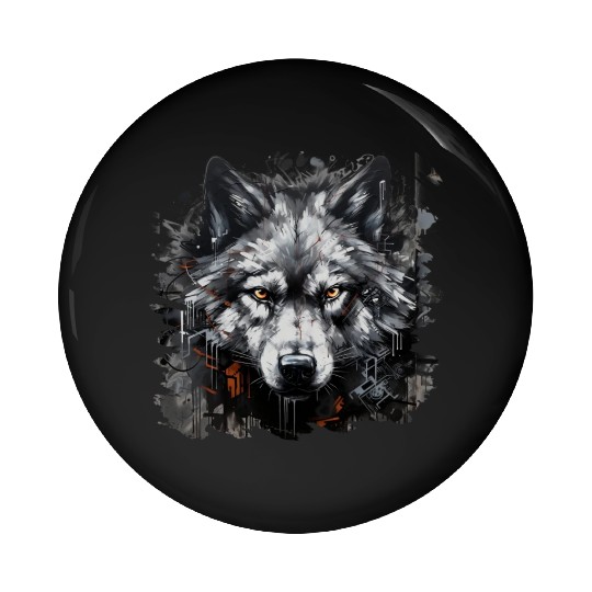 The Lone Wolf. Urban Hunter, Graffiti Style. Pin Buttons