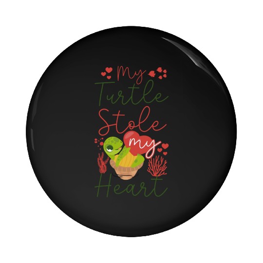 Sea Turtle Tortoise Valentines Day Pin Buttons