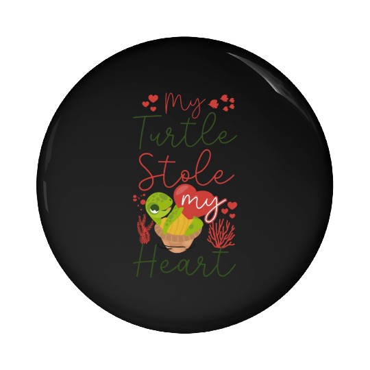 Sea Turtle Tortoise Valentines Day Pin Buttons