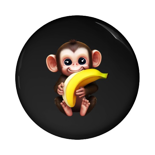Chimpanzee with Banana - Monkey Lover Design Pin Buttons