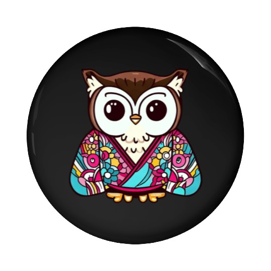 Japanese Kimono owl Pin Buttons