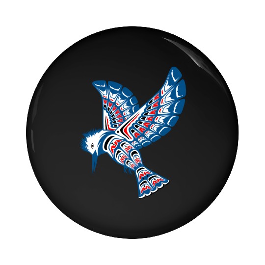 Native American Style Kingfisher Pacific Northwest Pin Buttons