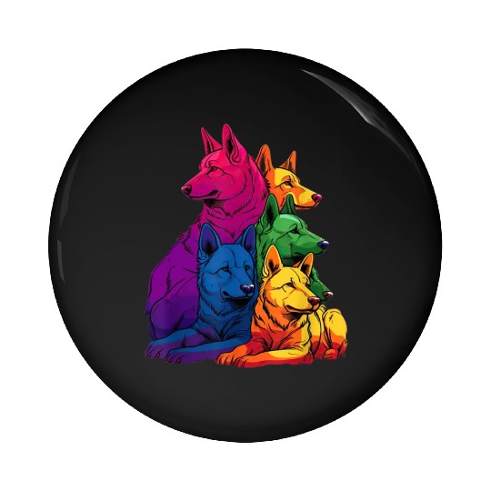 Colorful LGBT Pride German Shepherd Dog Pile Pin Buttons