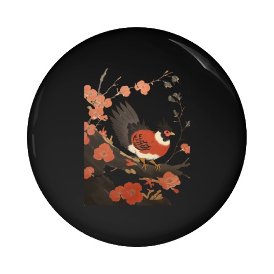 The Bird on the Cherry Blossom Tree Pin Buttons