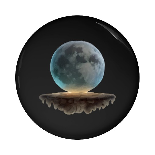 3 Dimensional (3D) Full Moon and Floating Island Pin Buttons