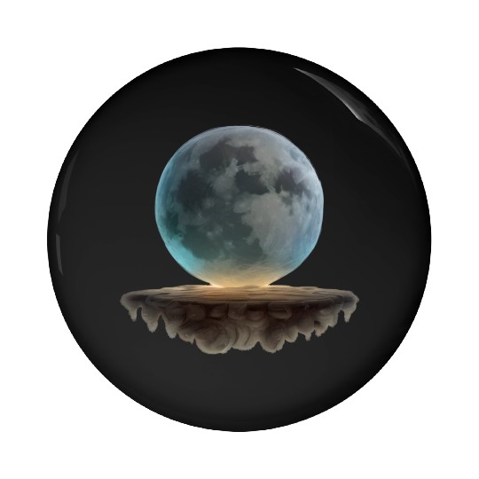 3 Dimensional (3D) Full Moon and Floating Island Pin Buttons