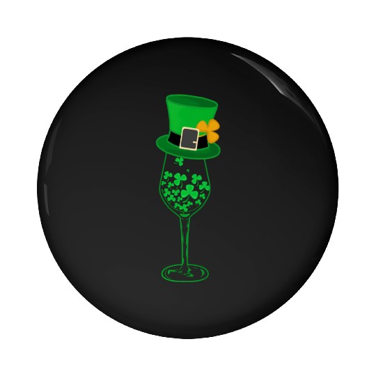 Irish Green Shamrock St Patrick's Day Wine Drinkin Pin Buttons