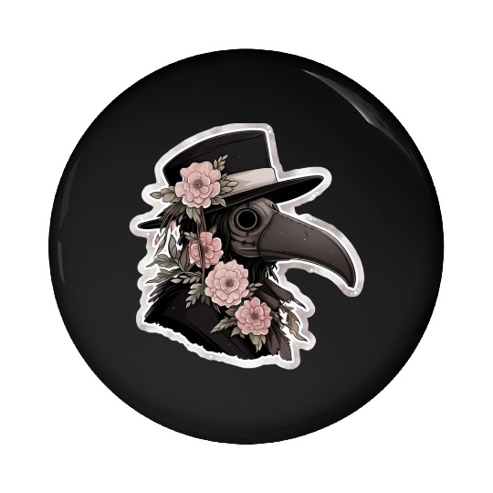 Cute Floral Plague Doctor Pin Buttons
